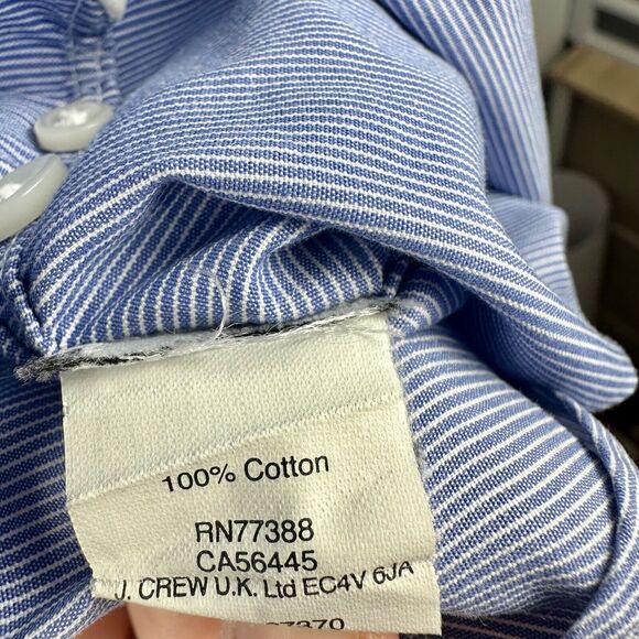 J.Crew Mens Slim Button-Up Collared Blue/White Pinstripe Long Sleeve Shirt Large - Picture 4 of 5